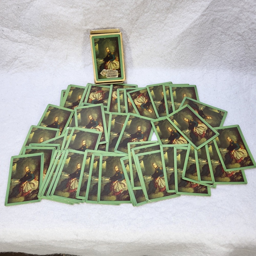 Vintage Congress Imperial Playing Cards Military Portrait Green Deck Complete